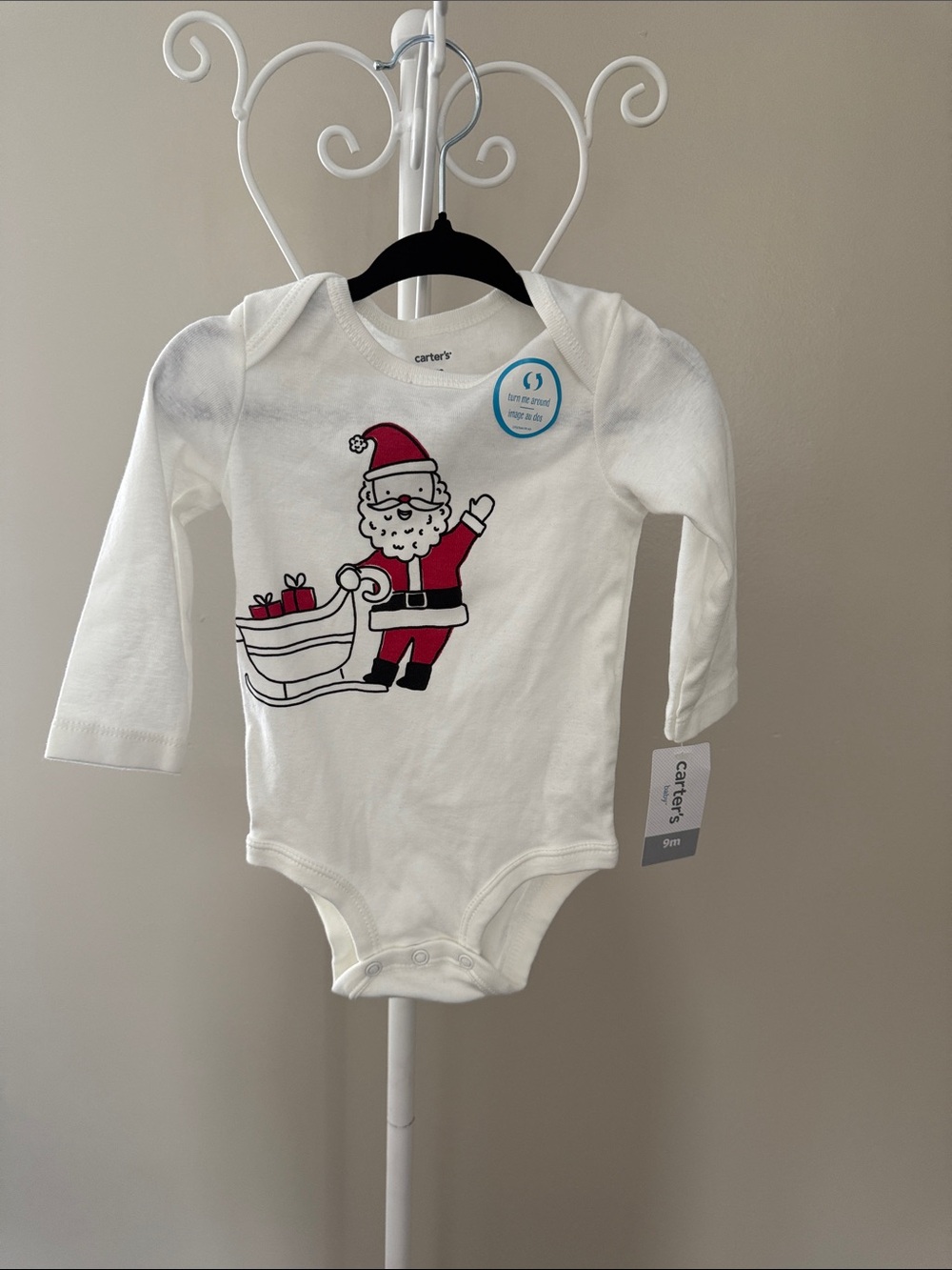 Carter's White and Red Santa Graphic One-Piece Bodysuit